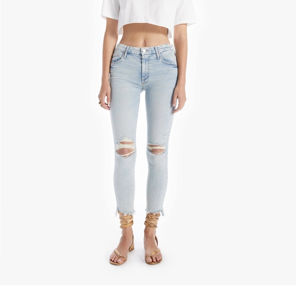 Mother The Stunner Zip Ankle Step Fray Jean Rolling in the Bushes Designer Sz 29